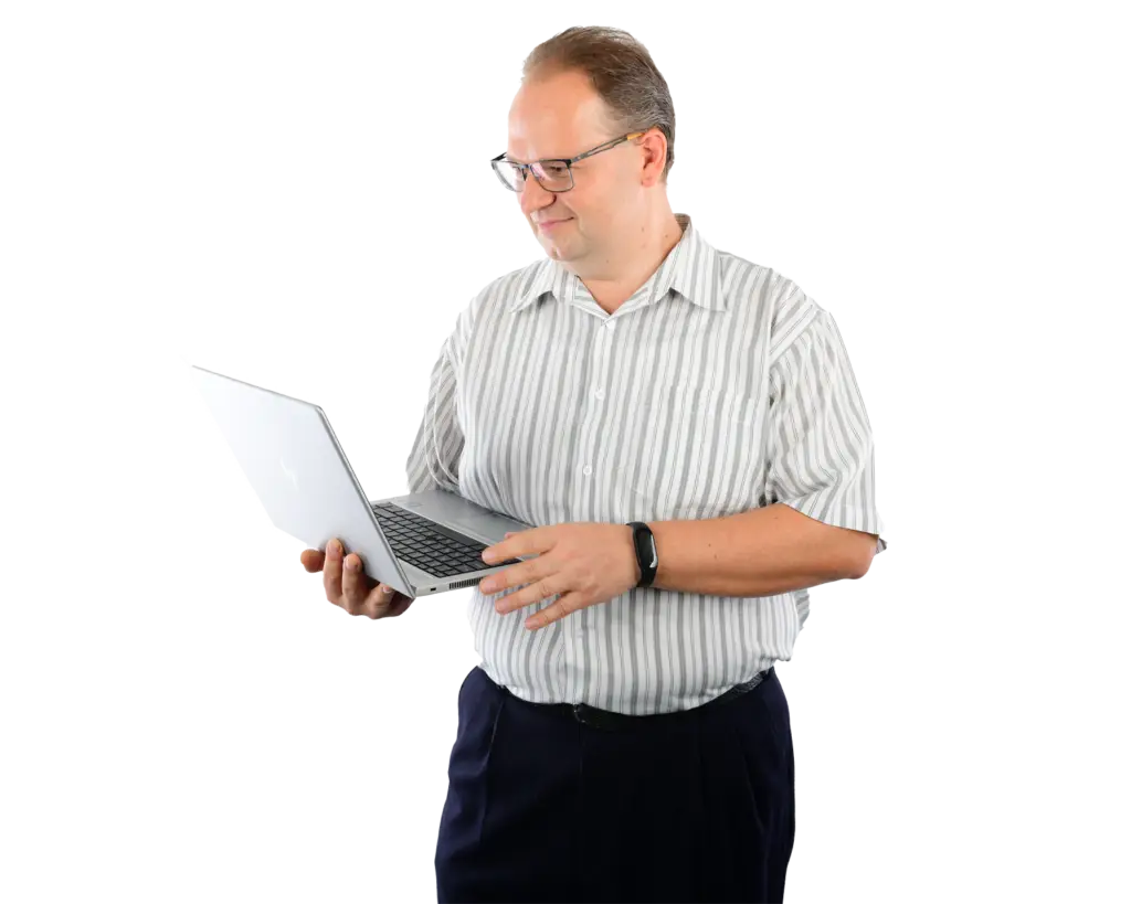 IT HELP specialist managing IT security and firewall configuration on a laptop